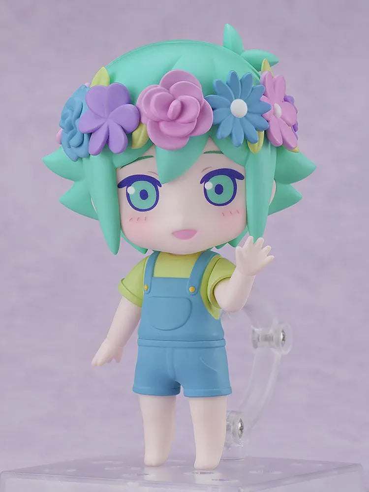OMORI Nendoroid Basil Figure rerelease with green hair colorful flower crown and blue overalls