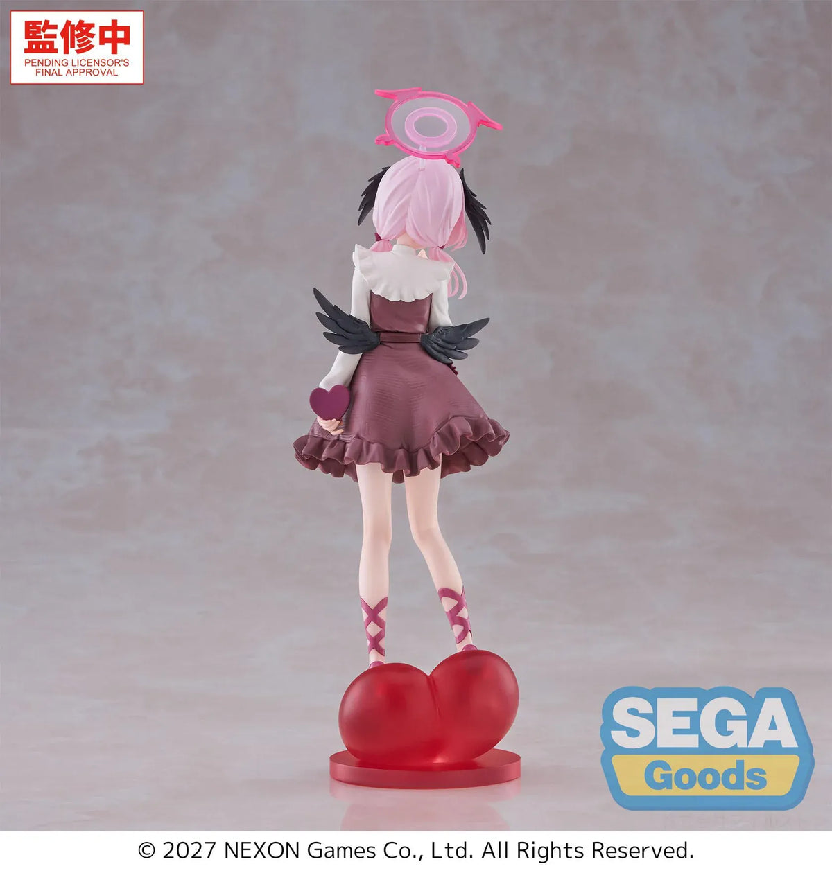 Blue Archive XStellar Koharu Happy Valentine figure wearing a chocolate-colored dress on a red heart-shaped base