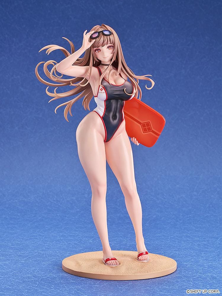 GODDESS OF VICTORY NIKKE Rapi Classic Vacation 1/7 Scale Figure Rerelease in black-and-white swimsuit with sunglasses, float accessory, and beach base