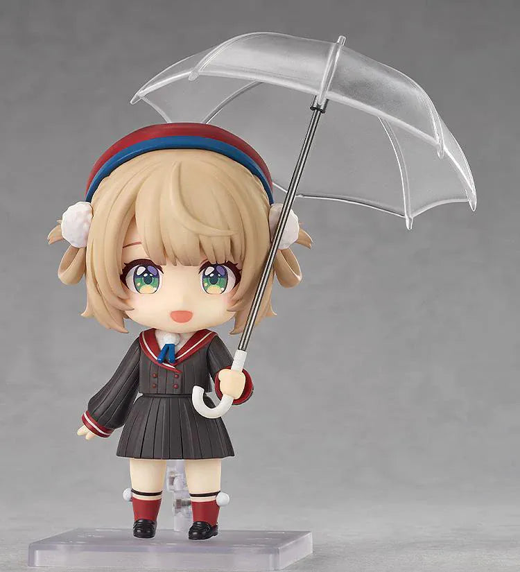 Shigure Ui Nendoroid Shigure Ui Standard Outfit Ver. Figure featuring Shigure Ui in a chibi-style design with blonde hair, school-uniform-inspired outfit, hat, and umbrella accessory.