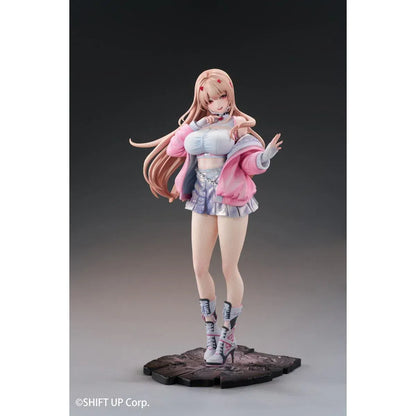 Viper Standard Edition 1/7 scale figure from Goddess of Victory Nikke wearing a pink jacket, short skirt, patterned stockings, and heeled boots.