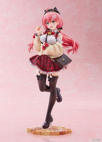 hololive production Sakura Miko Date Style Casual Outfit Ver. 1/7 Scale Figure with pink hair, plaid skirt, jacket, and shoulder bag
