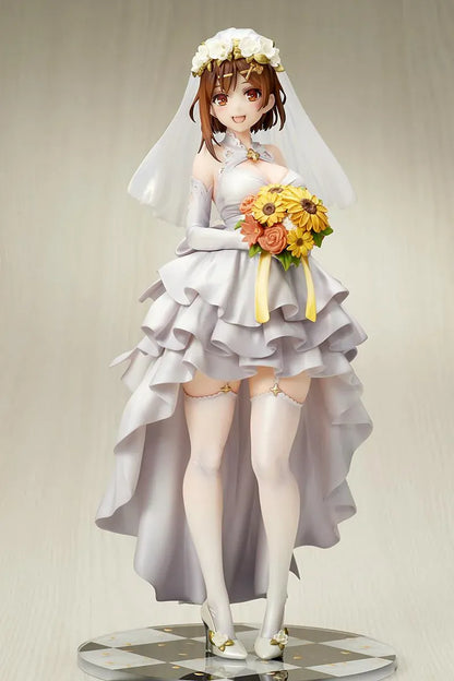 Atelier Ryza 3 Ryza Wedding Style 1/7 scale figure wearing a white bridal dress and veil while holding a colorful flower bouquet