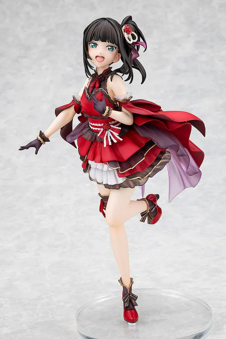 Love Live Sunshine Dia Kurosawa Love Live Days 5th Anniversary Ver. 1/7 Scale Figure featuring Dia in a red idol outfit with black and gold accents, ribbon details, and cheerful performance pose.