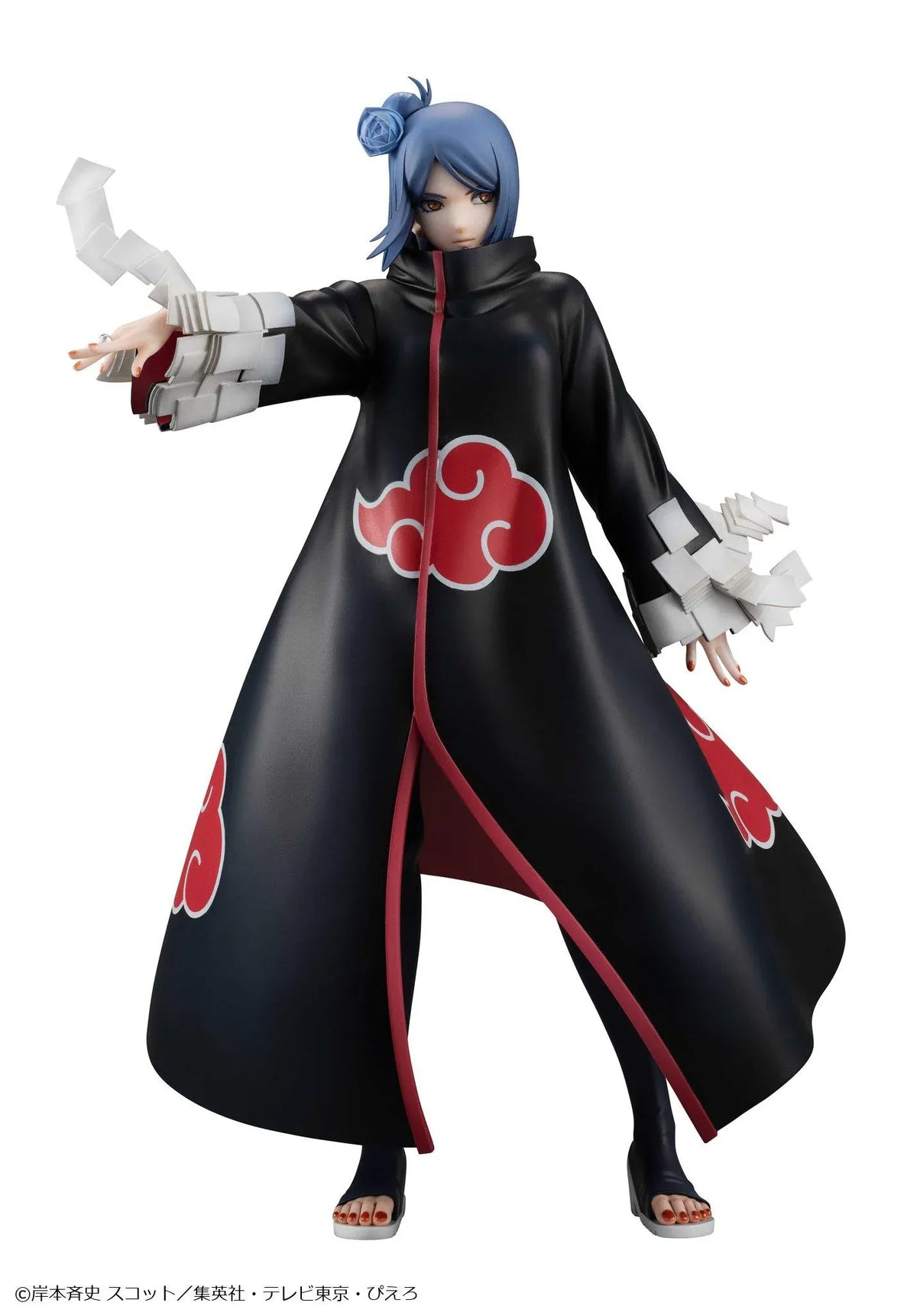 Naruto Shippuden Gals Series Konan figure wearing an Akatsuki cloak with paper ninjutsu effects