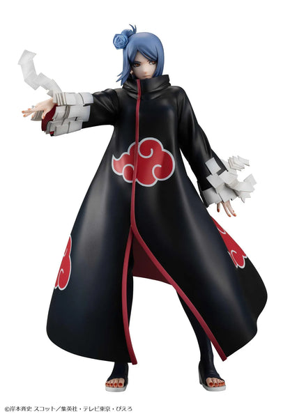 Naruto Shippuden Gals Series Konan figure wearing an Akatsuki cloak with paper ninjutsu effects
