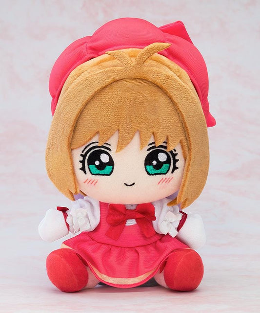 Cardcaptor Sakura plushie Sakura Kinomoto Catch You Catch Me outfit version with red dress, large bow, and green embroidered eyes