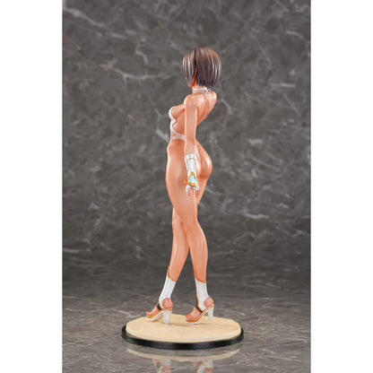 Taimanin RPG Adult Yukikaze Swimsuits Ver. 1/6 Scale Figure featuring Yukikaze in a white swimsuit-style outfit with purple eyes, short hair, gold accents, and display base.
