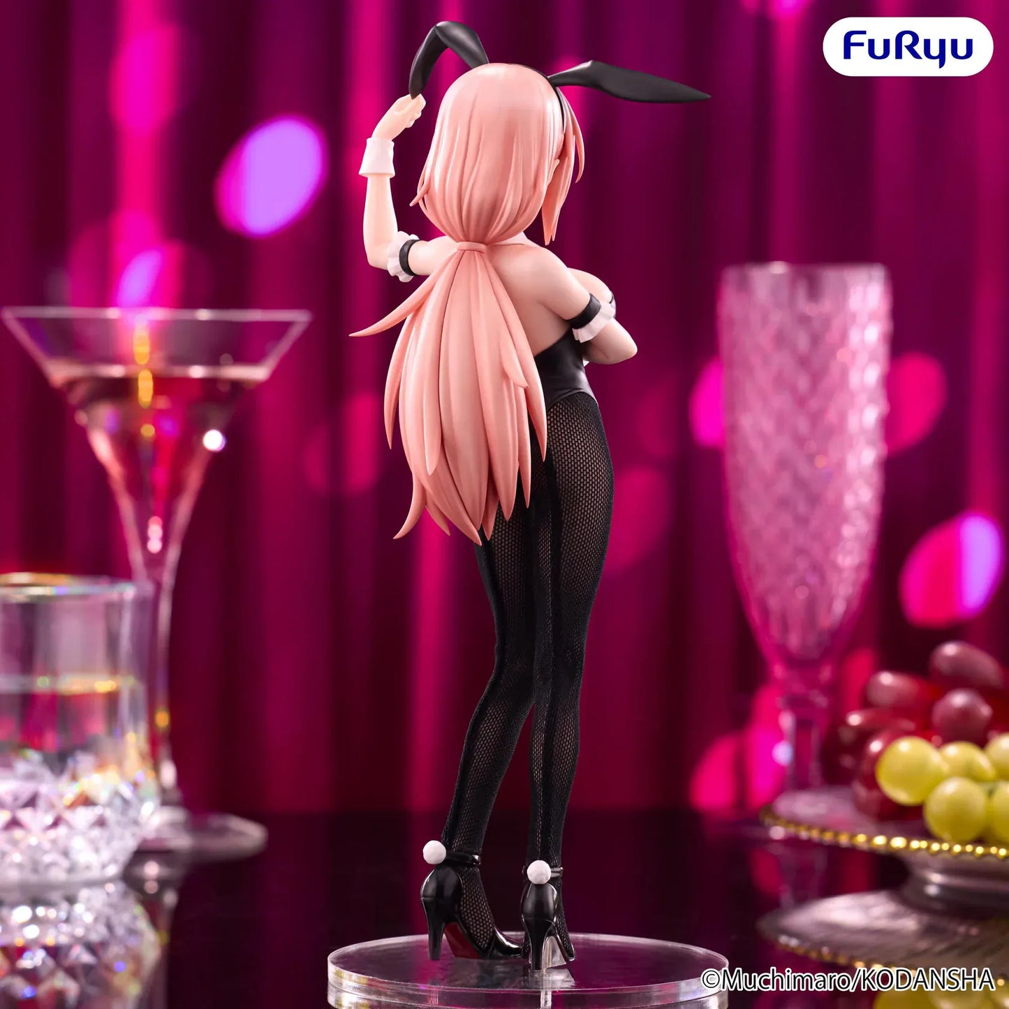 There Is Also a Hole in the Student Organization BiCute Bunnies Komaro Michinoku Figure wearing a black bunny suit with fishnet tights and bunny ears