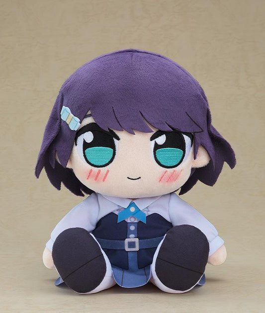 IKIZULIVE LOVELIVE BLUEBIRD Kuripan Plushie Mai Azabu featuring Mai in a soft chibi-style seated plush design with purple hair, turquoise eyes, blue hair clip, and blue-accented outfit details.