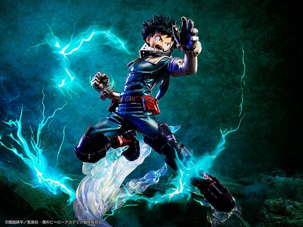 My Hero Academia Izuku Midoriya (Metallic Ver.) 1/4 Scale Figure in dynamic pose with glowing green Full Cowling energy effects