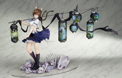 Bakemonogatari Tsubasa Hanekawa 1/7 Scale Figure featuring Tsubasa with cat ears, glasses, flowing hair, lantern display, and supernatural-themed base details.