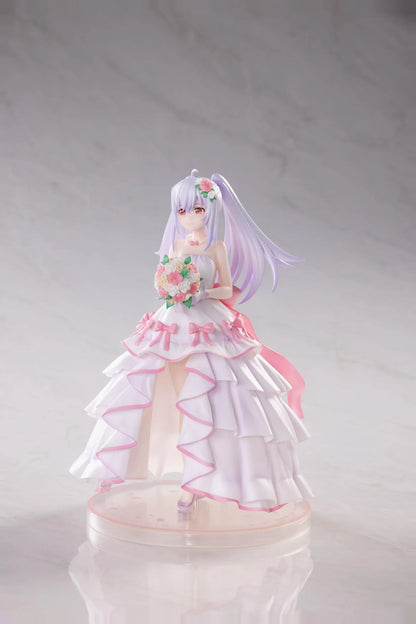 Plastic Memories Isla Wedding Dress Ver. 1/7 Scale Figure wearing a white and pink bridal gown while holding a rose bouquet
