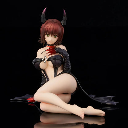 To Love-Ru Darkness Ryoko Mikado Darkness Ver. Figure (Rerelease) featuring a short reddish-brown-haired anime woman with green eyes, black horns, a revealing black outfit, long gloves, and red claw-like accents in a seated pose.