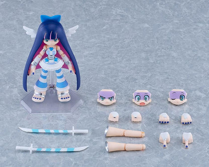 New PANTY & STOCKING with GARTERBELT figma Stocking Angel ver Figure with blue and pink hair, white angel outfit, halo, and wings