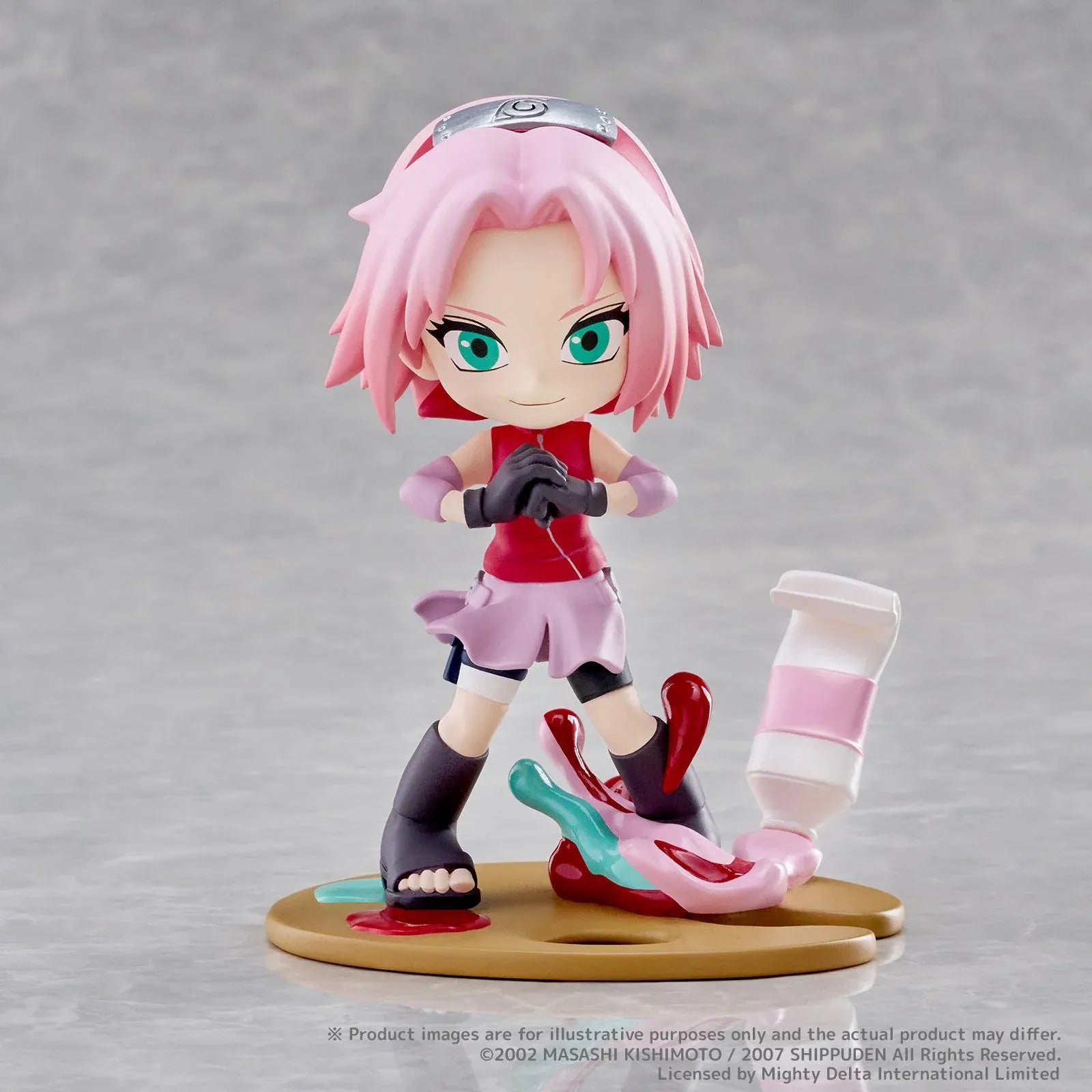 Naruto Shippuden PalVerse Pale Sakura Haruno Figure with pink hair and colorful paint-themed base