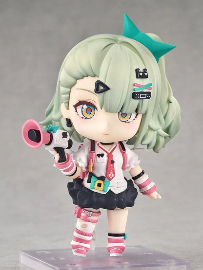 Zenless Zone Zero Nendoroid Sunna figure featuring mint-green hair, colorful accessories, and her signature launcher in an adorable chibi design
