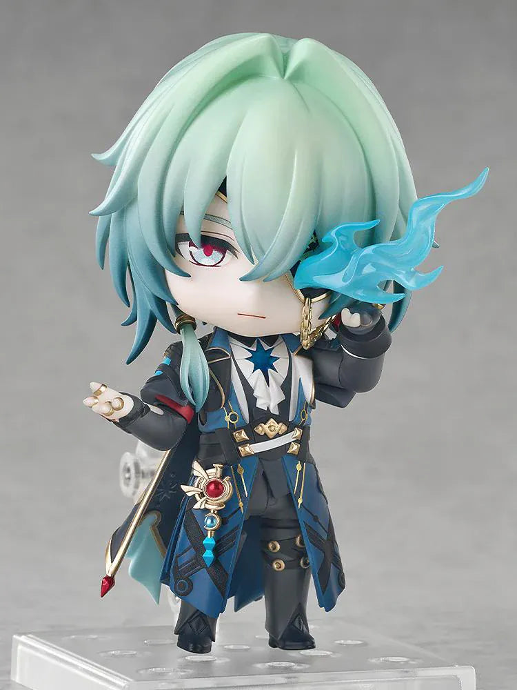 Honkai Star Rail Nendoroid Anaxa Figure featuring Anaxa with mint-green hair, red eyes, ornate outfit details, and translucent blue effect accessory.