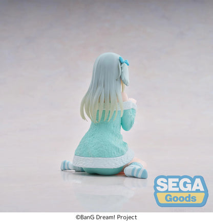 BanG Dream Yumemirize Mutsumi Wakaba Pajama Party Figure wearing mint green pajamas with striped socks
