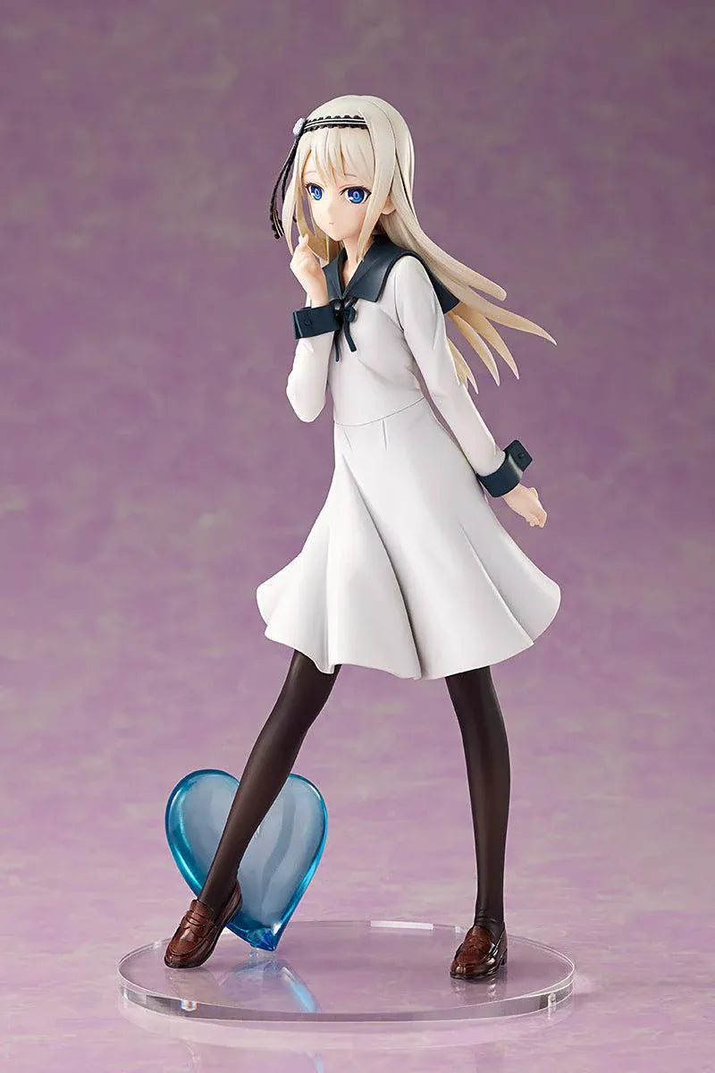 Kaguya-sama Love is War The First Kiss That Never Ends Kei Shirogane 1/7 scale figure wearing a flowing white dress with a translucent blue heart display base