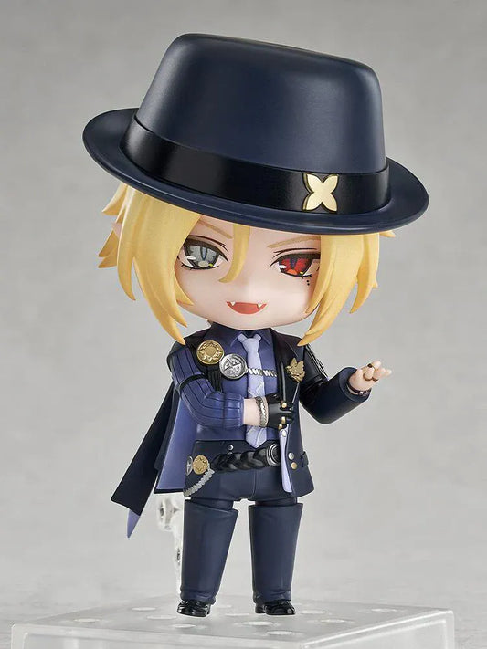 Zenless Zone Zero Nendoroid Hugo Vlad wearing fedora and suit with heterochromatic eyes in chibi style