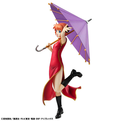 Gintama G.E.M. Series Kagura Figure Limited Repeat Reissue wearing her red Chinese-style dress and holding a purple umbrella