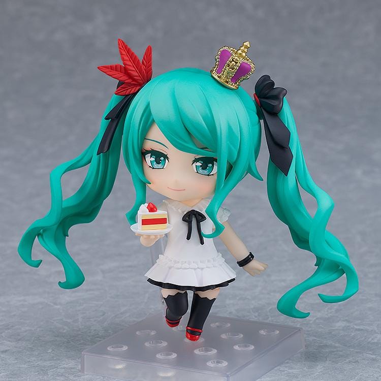 Hatsune Miku Nendoroid Hatsune Miku World Is Mine 2024 Ver. Figure Rerelease featuring Miku with teal twin tails, crown accessory, white outfit, and red and black accents.