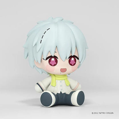 DRAMAtical Murder Huggy Good Smile Clear figure with pale hair, pink star-filled eyes, a white outfit, and a yellow scarf in a seated pose.