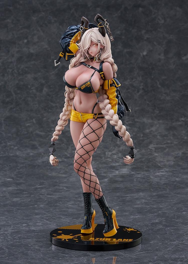 Azur Lane Owari Anime Expo 2024 Ver. 1/7 Scale Figure in black and yellow outfit with long braids and detailed base