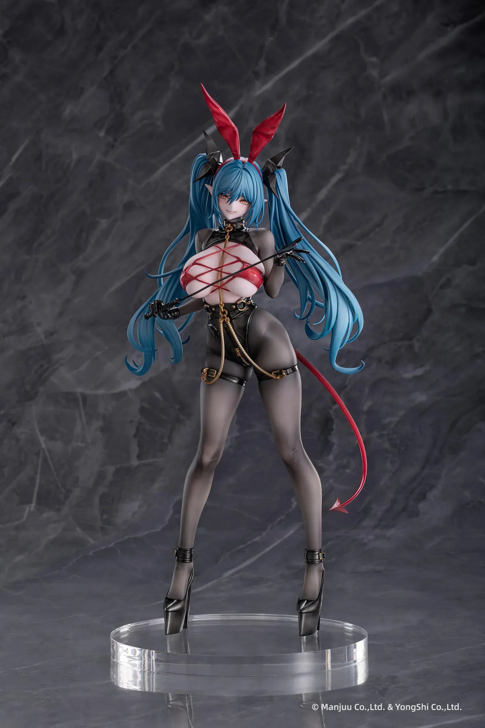 Azur Lane Regensburg The Dark Dragon’s Dungeon 1/6 scale figure with black bodysuit, red accents, and flowing teal twin-tails