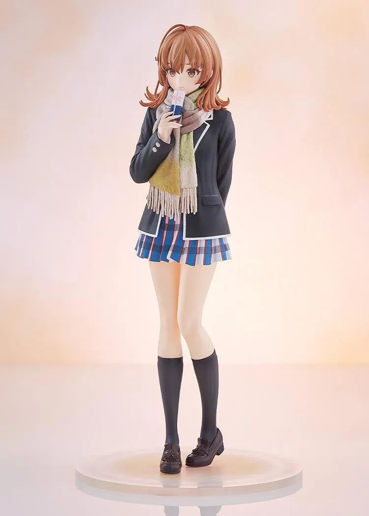 Iroha Isshiki Light Novel Ver. 1/6 scale figure wearing a school uniform and pastel scarf, holding a wrapped gift on a round base.