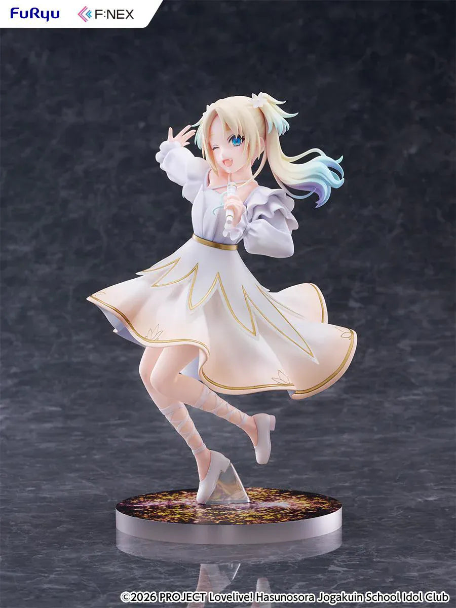 Love Live Hasunosora Girls' High School Idol Club Rurino Osawa 1/7 Scale Figure in white idol dress holding a microphone