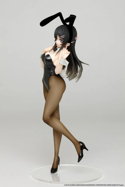 Rascal Does Not Dream of Bunny Girl Senpai Mai Sakurajima Bunny Ver. Coreful Figure Rerelease featuring Mai in a black bunny outfit with bunny ears, tights, heels, and display base.