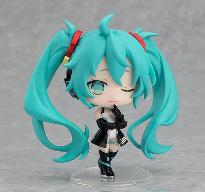 Eight featured Racing Miku All Stars Vol.2 chibi figure designs with turquoise twin-tails, varied outfits, crowns, flowers, goggles, and playful poses.