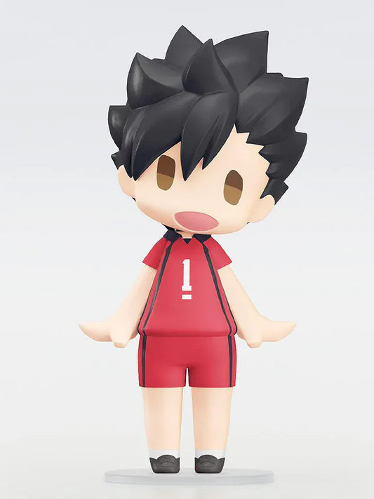 Chibi Tetsuro Kuroo Hello! Good Smile figure wearing red Nekoma volleyball uniform.