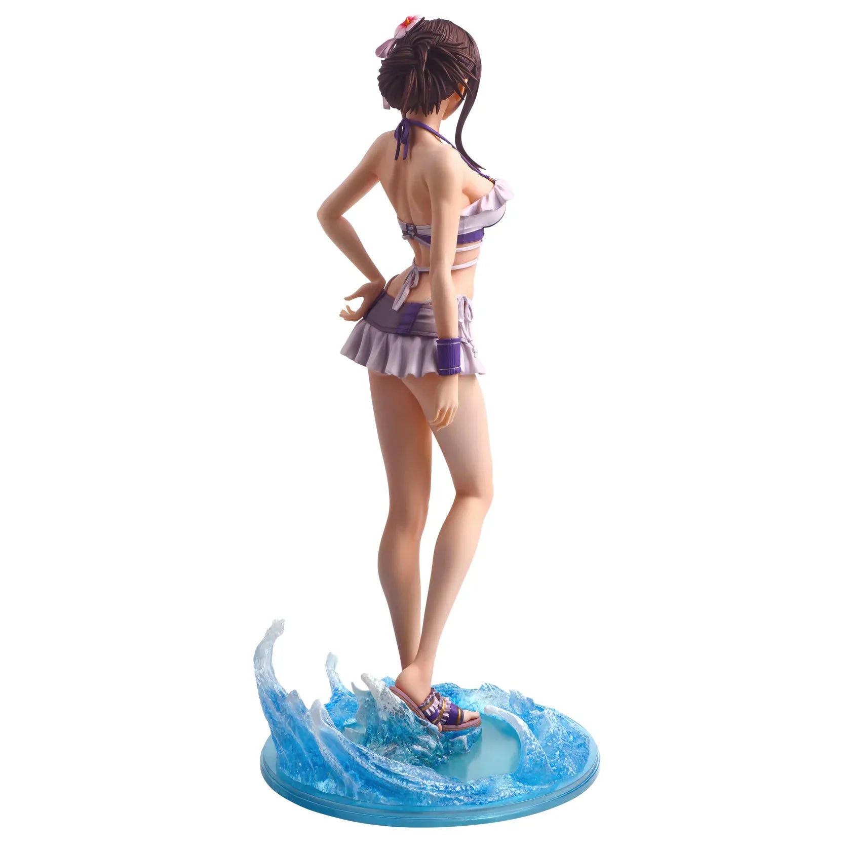 Final Fantasy VII Rebirth Static Arts Tifa Lockhart Swimsuit Ver Figure with purple swimsuit and translucent water base