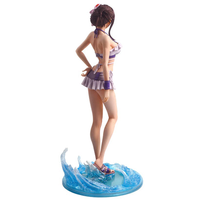 Final Fantasy VII Rebirth Static Arts Tifa Lockhart Swimsuit Ver Figure with purple swimsuit and translucent water base