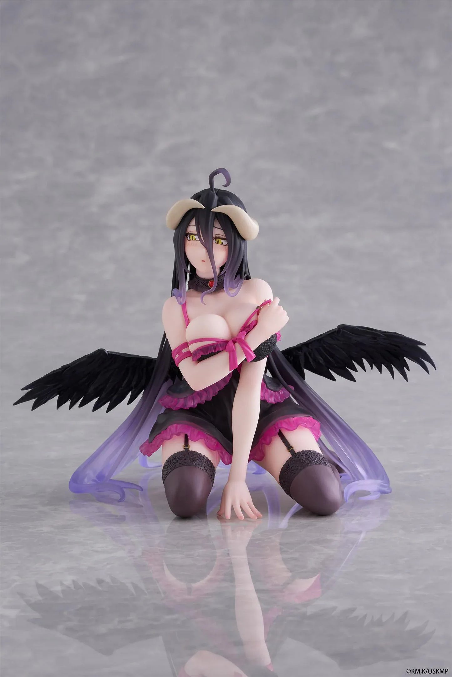 Albedo Negligee Desktop Cute Figure Overlord anime figure with wings and horns seated pose