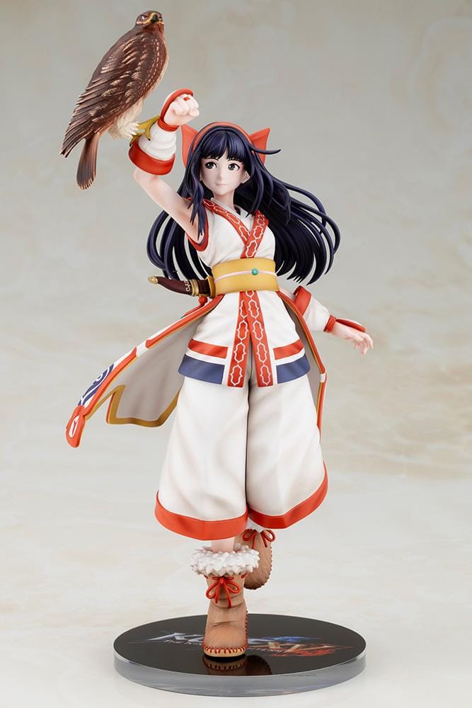 The King of Fighters XV Nakoruru 1/8 Scale Figure featuring Nakoruru in her signature outfit with long dark hair, hawk companion, and themed display base.