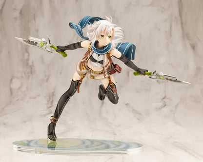 The Legend of Heroes Fie Claussell 1/8 Scale Figure Rerelease with white hair, flowing scarf, dual blade weapons, and dynamic action pose