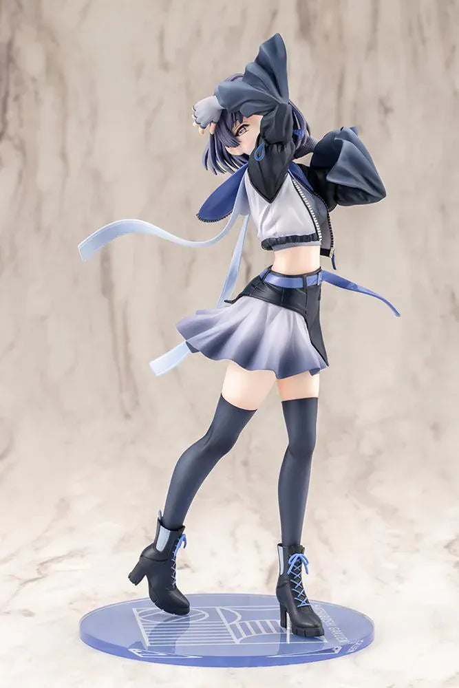 The Idolmaster Gakuen Misuzu Hataya Moon Turtle 1/7 Scale Figure with purple hair, blue-and-black outfit, flowing ribbon, and display base