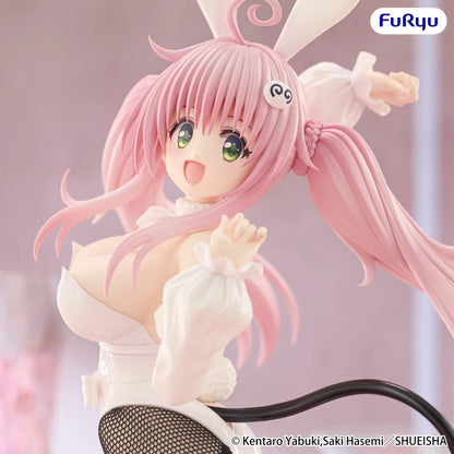To Love-Ru Darkness BiCute Bunnies Lala Satalin Deviluke figure wearing a white bunny outfit with pink hair, bunny ears, fishnet tights, and a heart-tipped devil tail