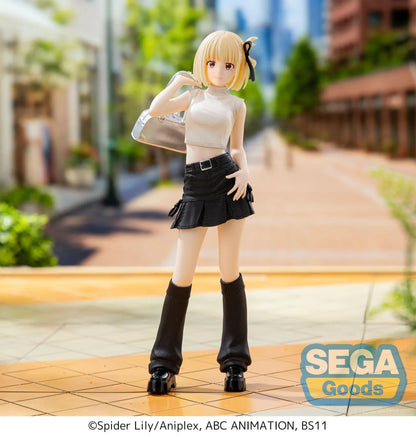 Lycoris Recoil High Premium Figure Chisato Nishikigi Street Snap Figure wearing a white crop top and black skirt