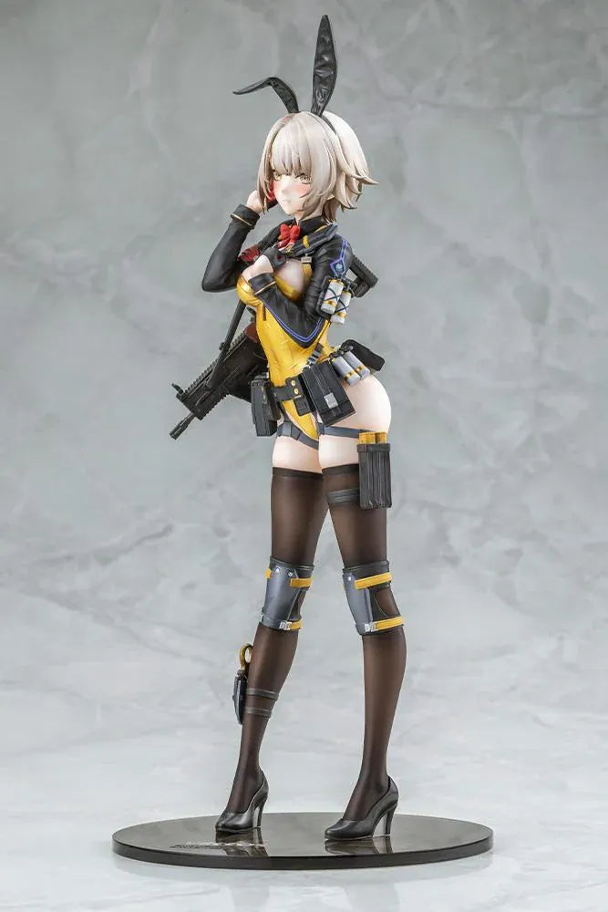 Girls' Frontline 2: Exilium Vector Molotov Bunny Ver. 1/7 scale figure wearing a metallic gold bunny outfit with tactical gear and weaponry.