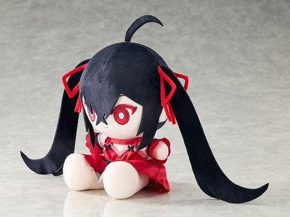 Azur Lane Taihou Private Quarters Punipuni Plushie featuring Taihou with black twin tails, red eyes, and her elegant red outfit in a soft plush design