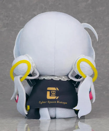 Million Depth Plushie Moma with white hair, embroidered blue eyes, and detailed black outfit