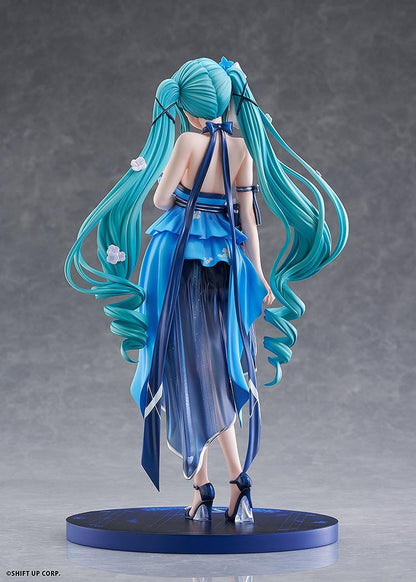 Goddess of Victory Nikke Privaty Banquet Princess 1/7 scale figure wearing flowing blue evening dress with long teal twin-tails.