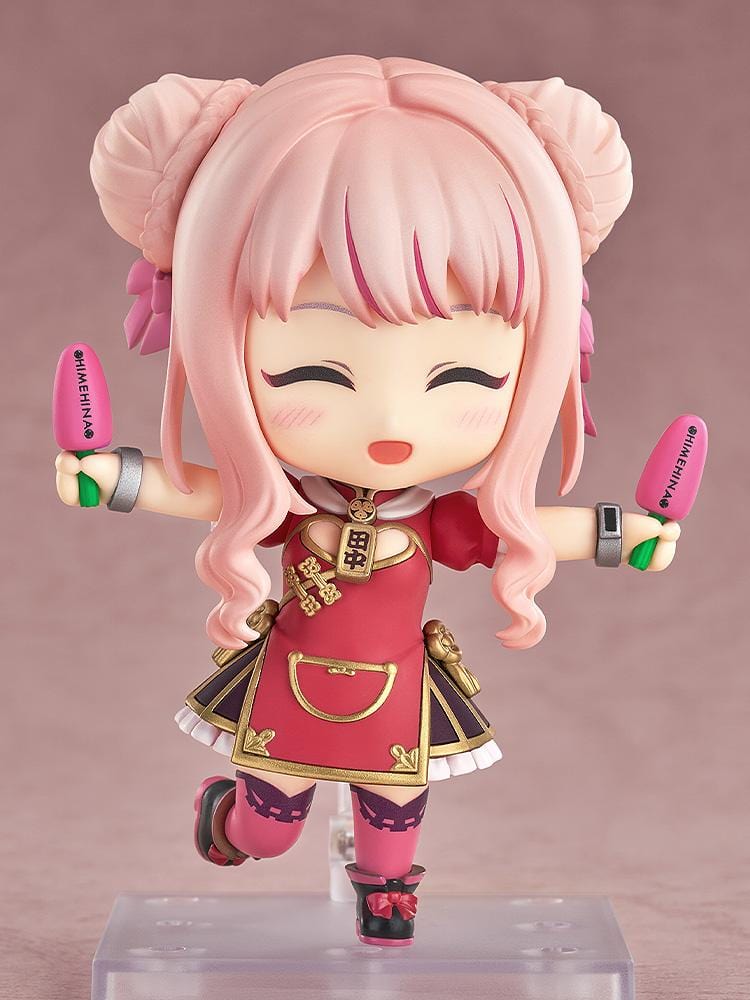 HimeHina Channel Nendoroid No.2871 Tanaka Hime in red idol outfit with twin buns and fanged smile