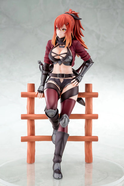 From Old Country Bumpkin to Master Swordsman Surena Lysandra 1/6 scale figure sitting on a wooden fence with detailed fantasy armor