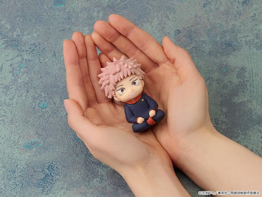 Jujutsu Kaisen Nendoroid Plus Yuji Itadori rubber mascot chibi figure with pink spiky hair seated pose